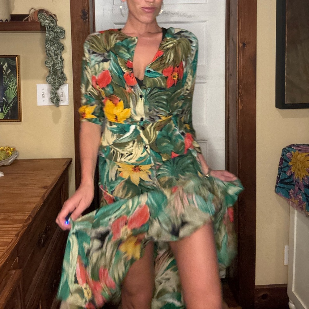 Vintage Tropical Matching Skirt Set by Miss Interpret New York